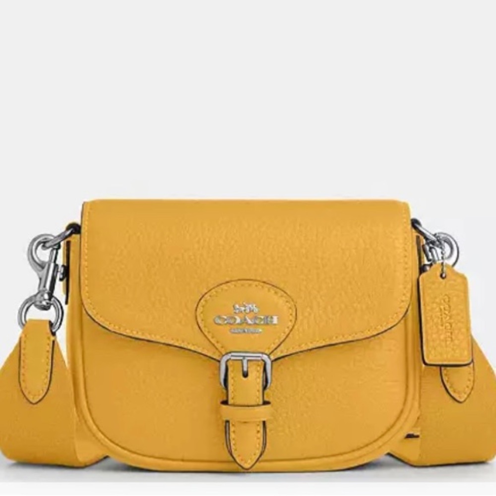 NWT Vibrant Yellow Coach Amelia Crossbody Bag with Silver-Toned Hardware